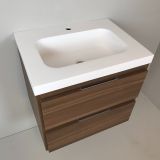 Badmeubel Nogal 60cm, noten 'look' met 5 cm composiet wastafel