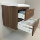 Badmeubel Nogal 60cm, noten 'look' met 5 cm composiet wastafel