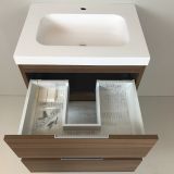 Badmeubel Nogal 60cm, noten 'look' met 5 cm composiet wastafel