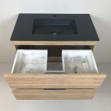 Badmeubel Roble 83cm, eiken 'look' met composiet wastafel antraciet