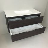 Badmeubel Wengé 100cm, wengé 'look' met Solid Surface wastafel