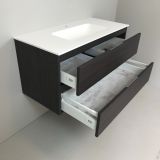 Badmeubel Wengé 100cm, wengé 'look' met Solid Surface wastafel