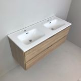 Dubbel badmeubel Roble 120cm, eiken 'look' met keramische wastafel