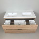 Dubbel badmeubel Roble 120cm, eiken 'look' met keramische wastafel