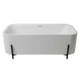 Vrijstaand acryl ligbad Aura met zwart onderstel 170x78cm mat wit