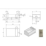 Solid Surface wastafel Luna met handoekhouder 50x30x20cm (lxdxh)