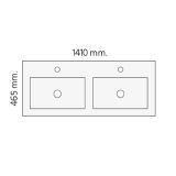 Keramische wastafel Milan 141x46cm wit