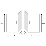 Draaideur 2-delig 89cm met zijwand Tedy 139cm Transparantglas Zwart