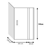 Draaideur 2-delig 89cm met zijwand Tedy 139cm Transparantglas Zwart