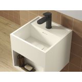 Solid Surface wastafel Titan met opbergvak 30x30x30cm (lxdxh)