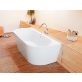 Half vrijstaand acryl ligbad Torino Muro 170x80cm glanzend wit