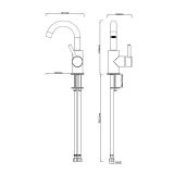Caral wastafelkraan met draaibare uitloop mat zwart