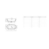 Vrijstaand acryl ligbad Trento 150x75cm glanzend wit